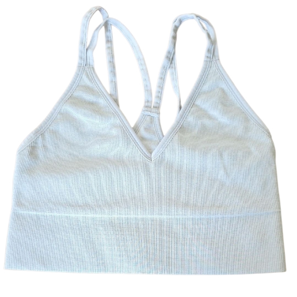 DSG Light Blue Ribbed V-Neck Sports Bra